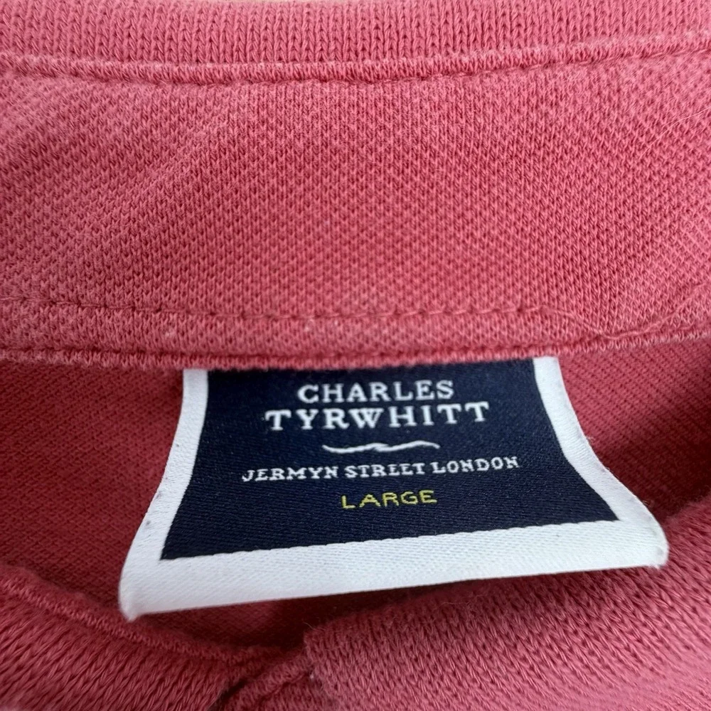 Charles Tyrwhitt Mens Polo Shirt Large Short Sleeve Pink Bird Logo‎ Casual
